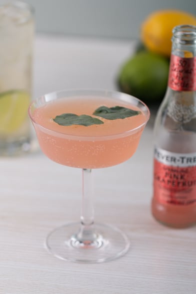 Sparkling Basil Paloma healthy cocktail