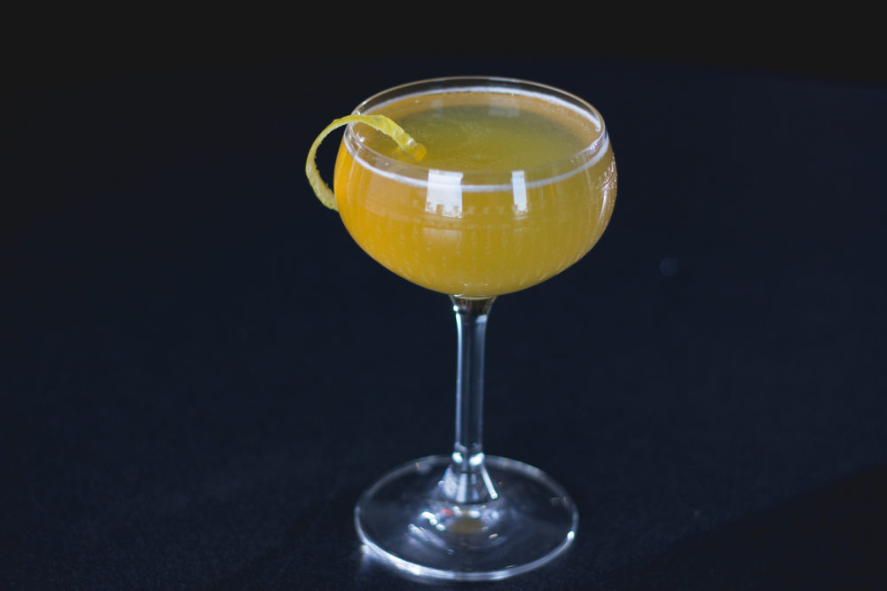 a french 75 variation with cognac, suze, honey, and lemon, 
