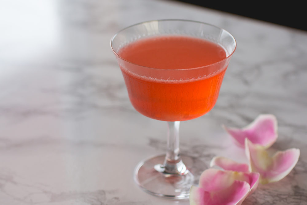 rose cocktail fizz glass