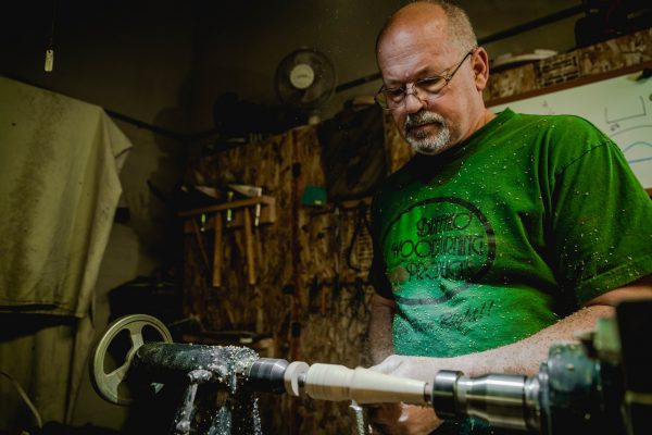 Joe Wiesnet in his wood turning studio