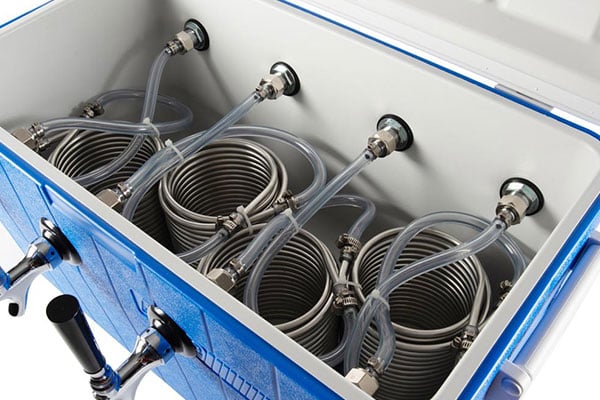 Coils set up in a jockey box