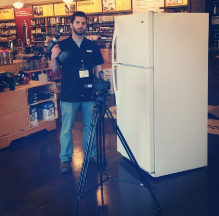 Tim Shisler of the KegWorks Store, Working on a Converted Refrigerator 