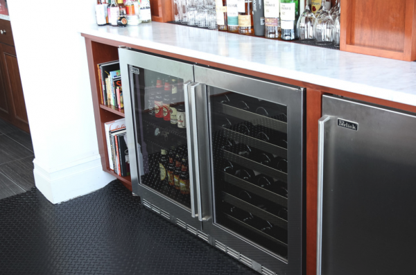 wine fridge in kitchen