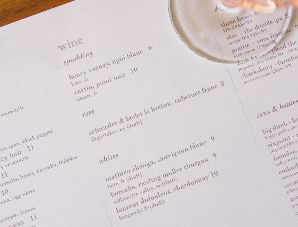 draft wine menu