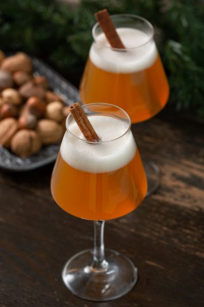 Christmas Ale in Teku Glass with Cinnamon Stick