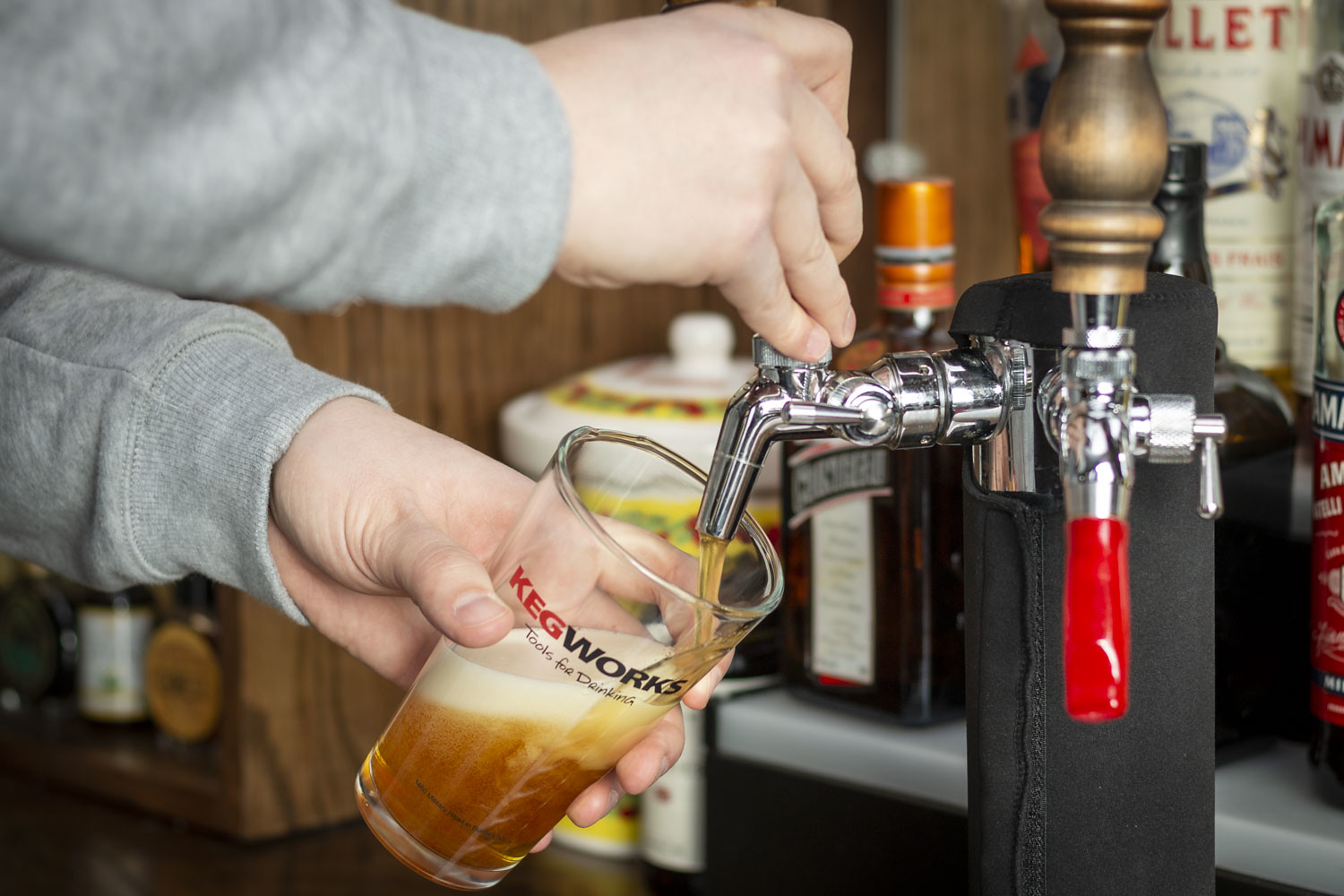 pouring draft beer