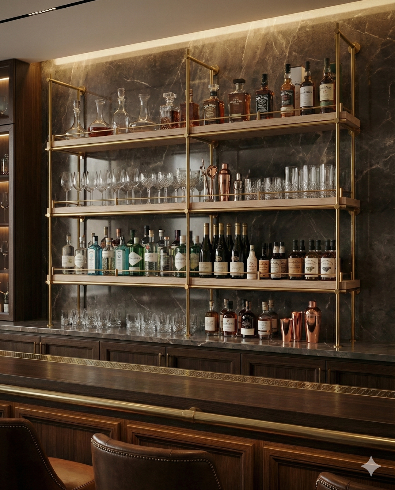 brass rod and joint bar shelving